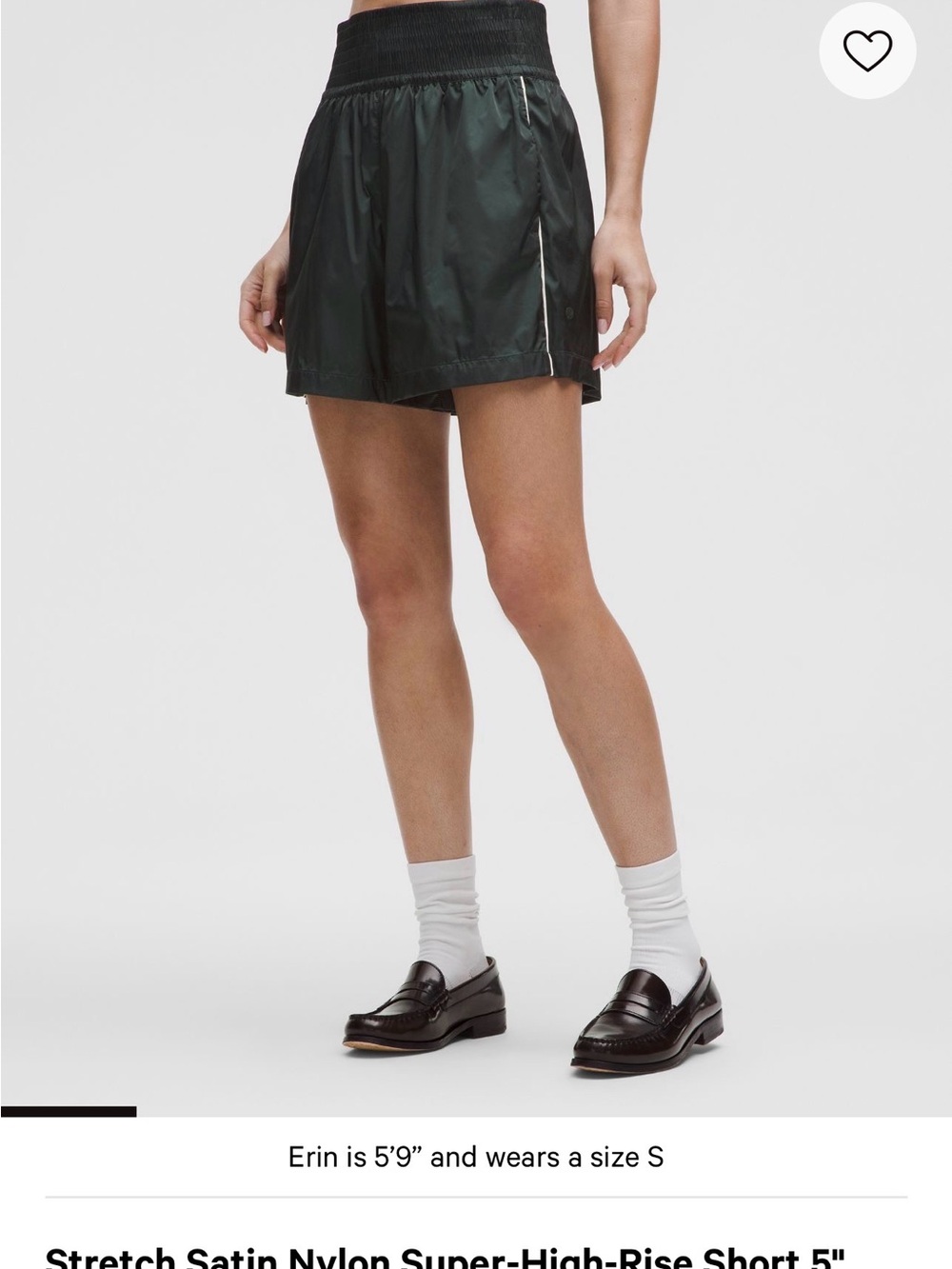 Lululemon Stretch Satin Nylon Super-High-Rise Shorts in Dark Green